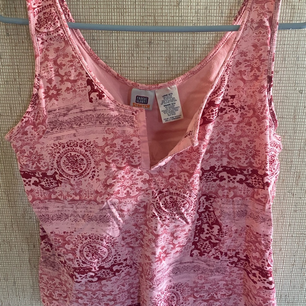 Pink Printed Sleeveless Tank Top